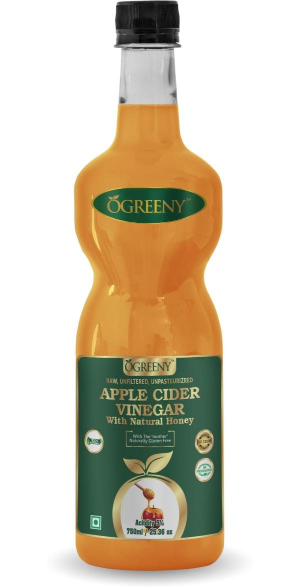 ogreeny apple cider vinegar with mother and blend of natural honey raw 750 ml pack of 1 product images orviovag21x p594709034 0 202210210001